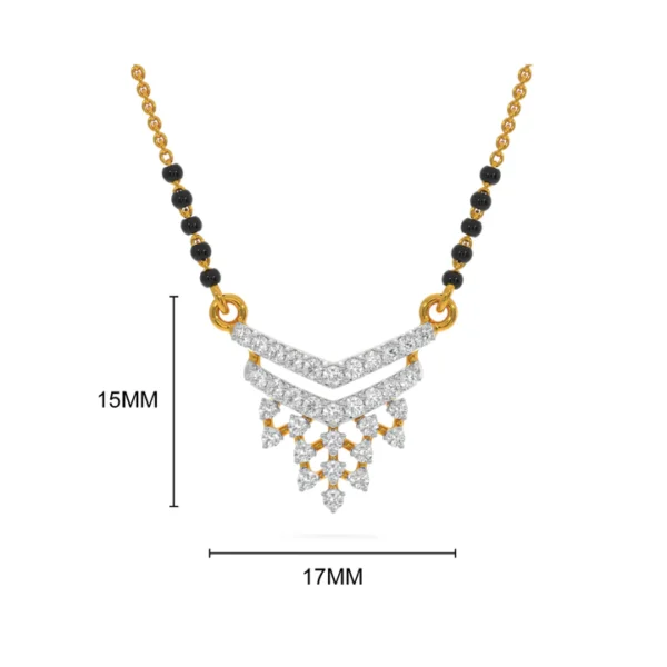 Gold Diamond Inverted Triangle Shape Mangalsutra - Image 3