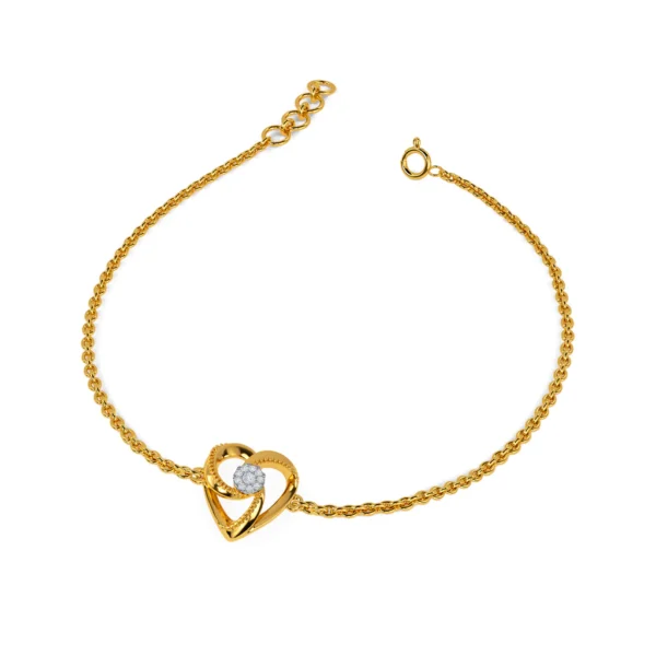 Cupid's Embrace Gold Lab Grown Diamond Love Heart Bracelet - Image 2