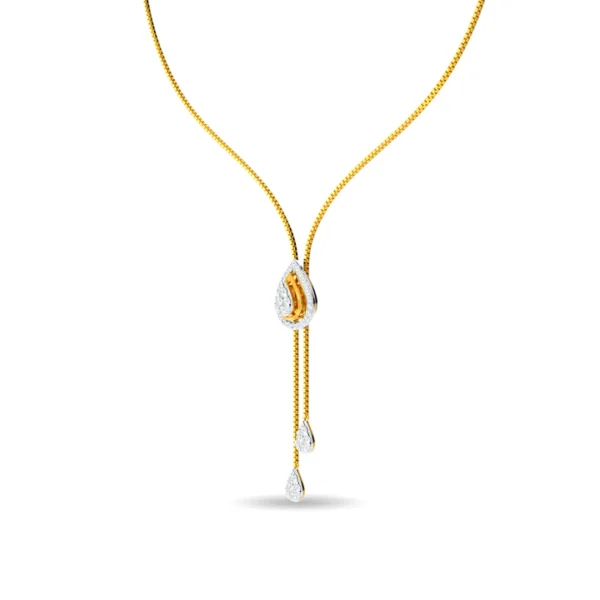 Gold Lab Diamond Teardrop Concentric Necklace - Image 2
