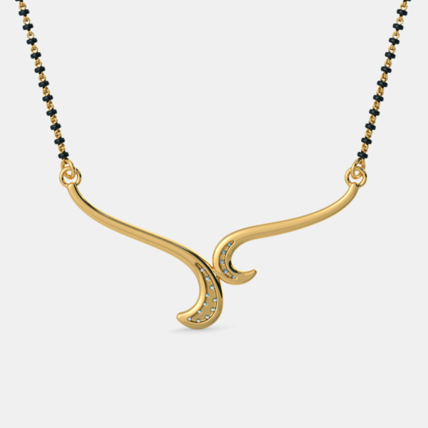 Golden Crescent Diamond Mangalsutra Pendant - Image 3