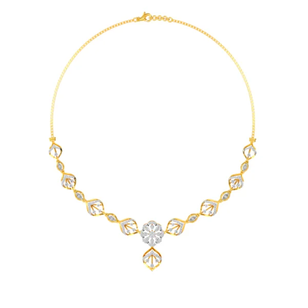 Leaf Petal Shape Grand Royal Diamond Necklace