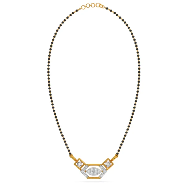 Luxurious Gold Diamond Geometric Pendant Mangalsutra - Image 3