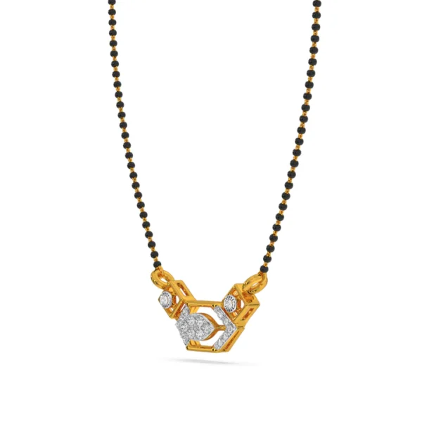 Luxurious Gold Diamond Geometric Pendant Mangalsutra - Image 4