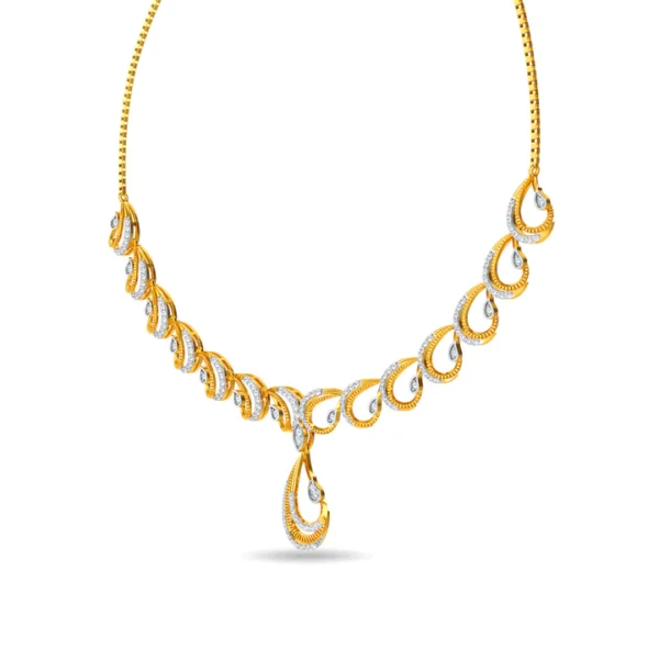 Peacock Feather Gold Lab Diamond Necklace - Image 3