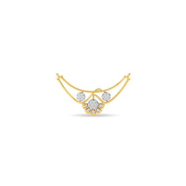 Radiant Gold Diamond Mangalsutra with Floral Design - Image 2