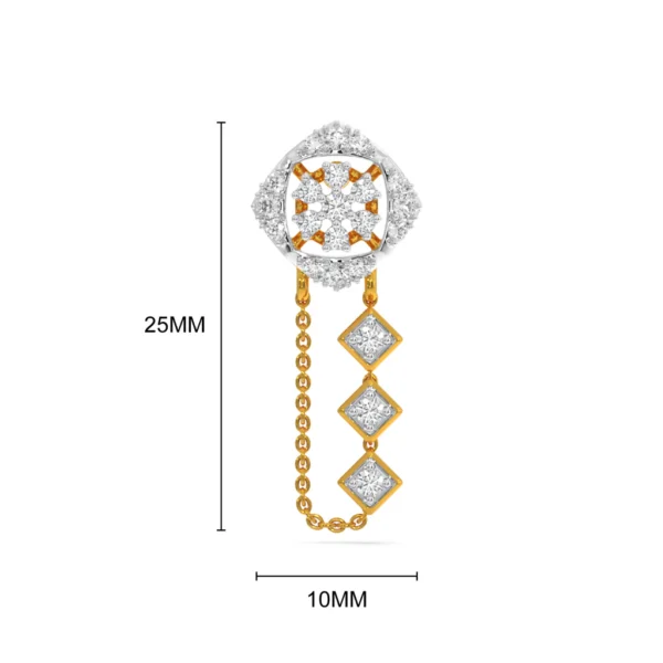 14KT Gold Lab Diamond Chain Drop Earrings - Image 3