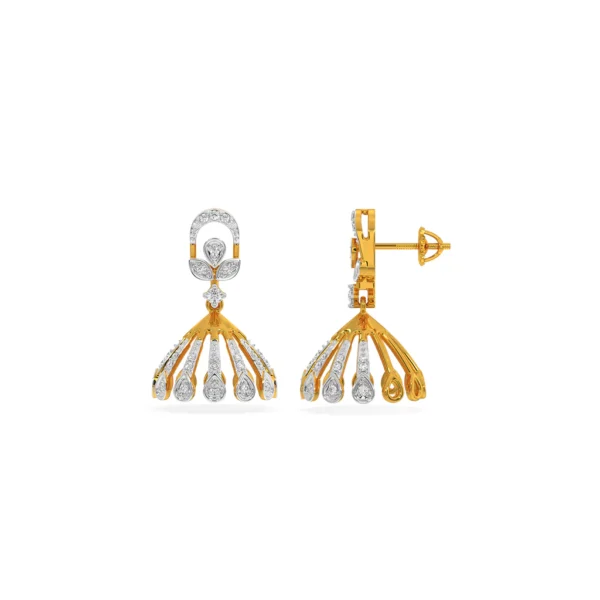 14KT Gold Lab Diamond Bridal Chandelier Earrings - Image 3