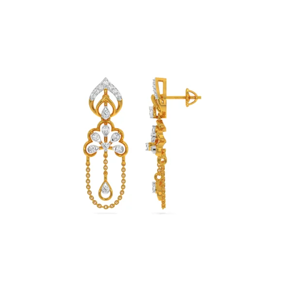 Regal Splendor Gold Lab Diamond Chandelier Drop Earrings - Image 2