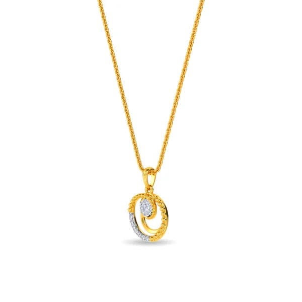 Radiant Orbit Gold Lab Diamond Circular Drop Pendant - Image 2