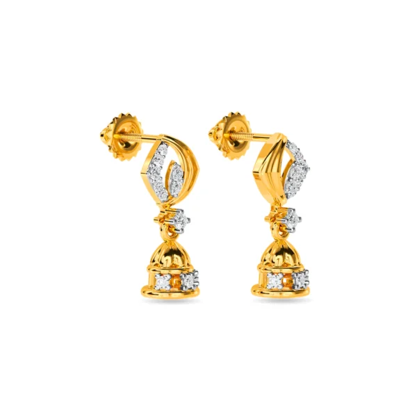 14KT Yellow Gold Dangle Lab Diamond Earrings - Image 2