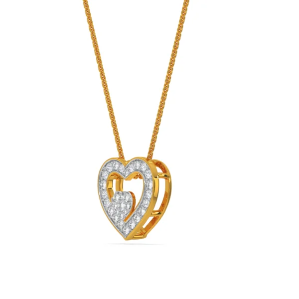 Gold Lab Diamonds Dazzling Duo Double Heart Pendant - Image 3