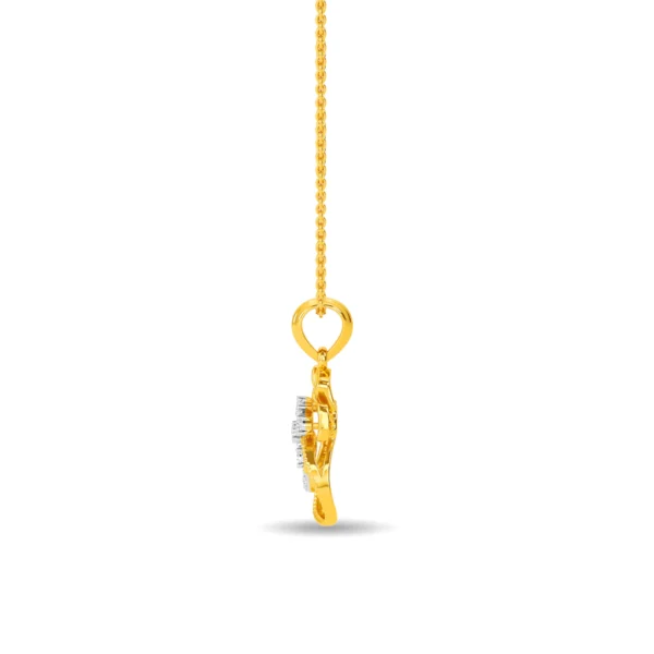 14KT Gold Lab Diamond Floral Design Pendant - Image 4