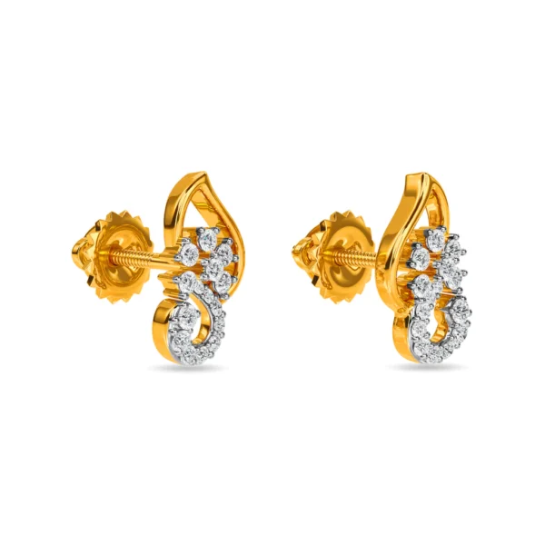 Floral Gold Lab Diamond Stud Earrings Nature's Elegance - Image 2