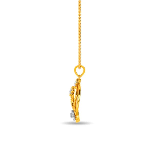 14KT Gold Flower Cluster Lab Diamond Pendant - Image 4