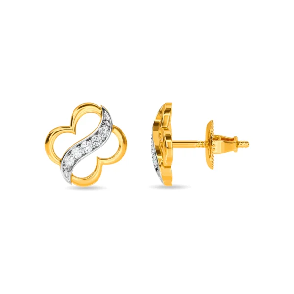Gold Lab Diamonds Four Leaf Clover Shaped Stud Earrings - Image 2