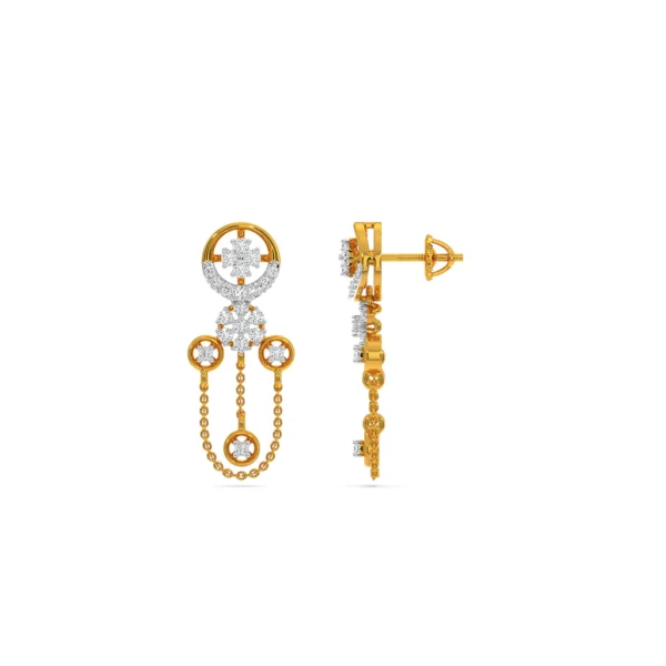 Gleaming Fusion Gold Lab Diamond Dangler Earrings - Image 3