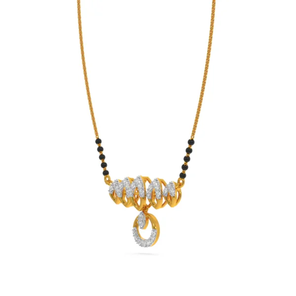 Gold Diamond Petal Drop Mangalsutra- Elegance in Motion - Image 4