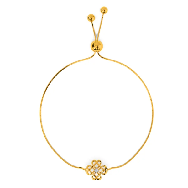 Gold Interwind Heart Solitaire Lab Grown Diamond Bracelet - Image 2