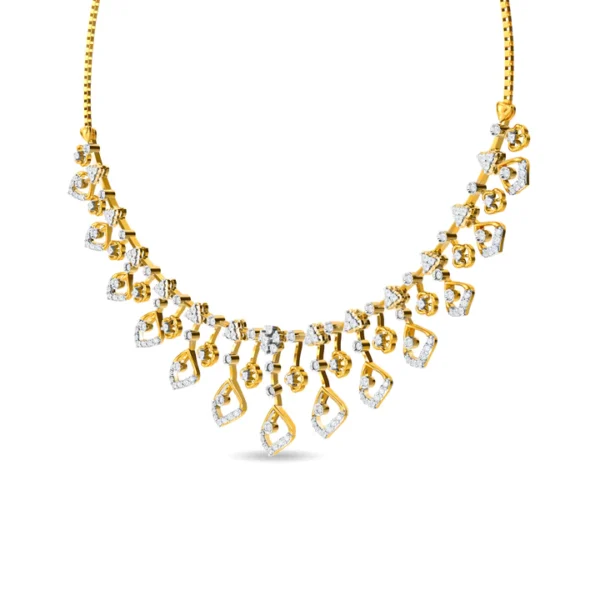 Serene Blossom Graceful Flower Design Lab Diamond Necklace - Image 2