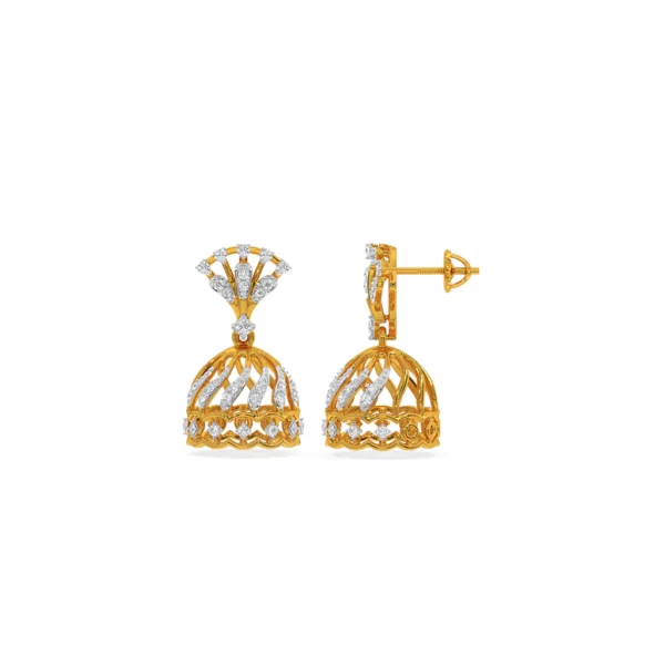 Radiant Royalty Gold Lab Diamond Polki Jhumka Earrings - Image 3