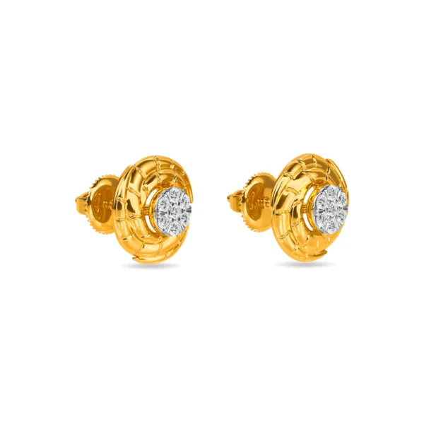 14KT Gold Round Brilliant Cut Lab Diamond Stud Earrings - Image 2
