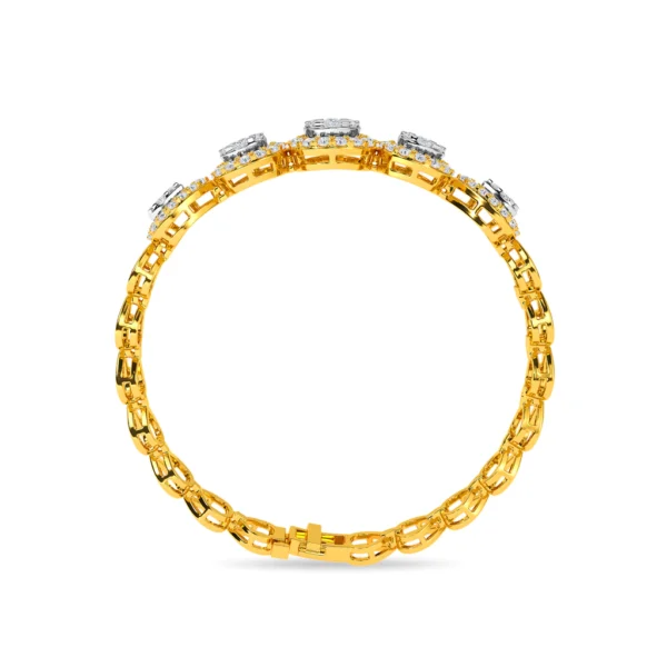 Sparkling Lab Grown Diamond Flower Bracelet in Lustrous Gold - Image 2