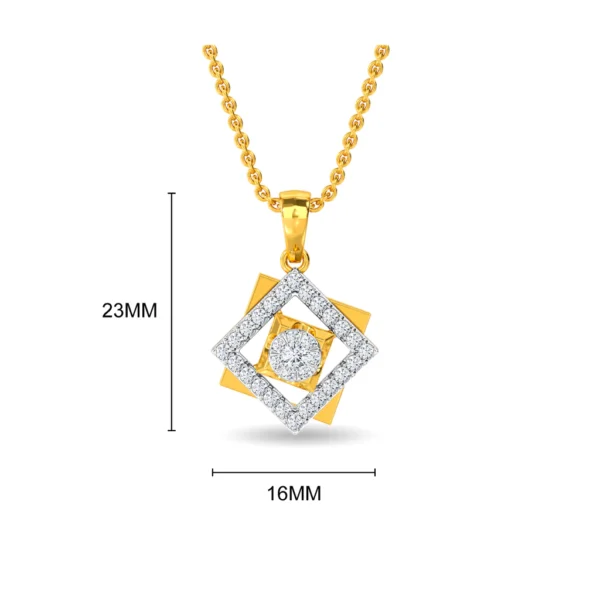 Square Diamond Pendant in Yellow Gold - Image 2