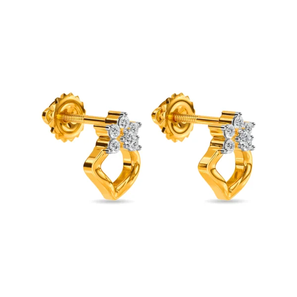 14KT Gold Lab Diamond Star Stud Earrings - Image 2