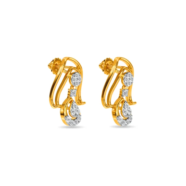 Radiant Gold Teardrop Lab Diamond Hoop Earrings - Image 2