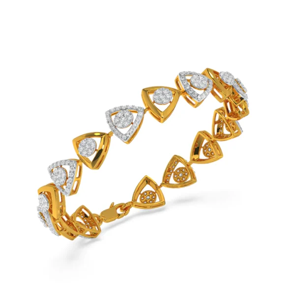 Gleaming Triangular Shaped Links Gold Lab Diamond Bracelet