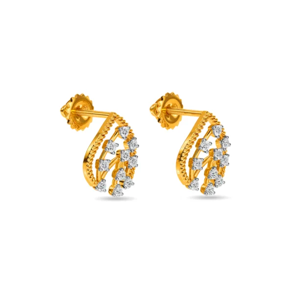 Floral Teardrop Gold Lab Diamond Stud Earrings - Image 2