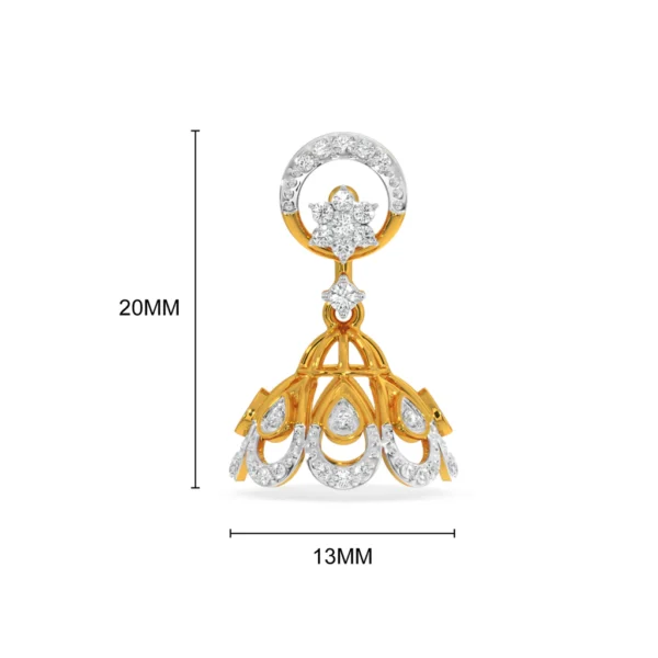 Regal Fusion Gold Lab Diamond Chandbali Jhumka Earrings - Image 4