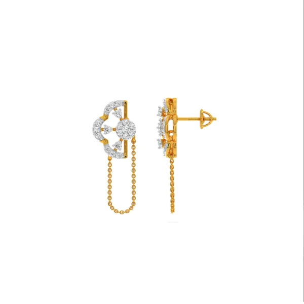 Gold Lab Diamond Chain Drop Chandelier Earrings - Image 4