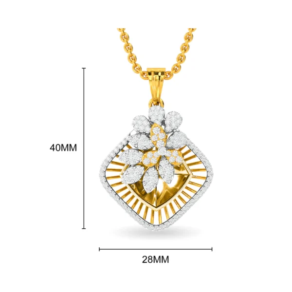 Chic Square Real Gold Lab Diamonds Pendant - Image 2