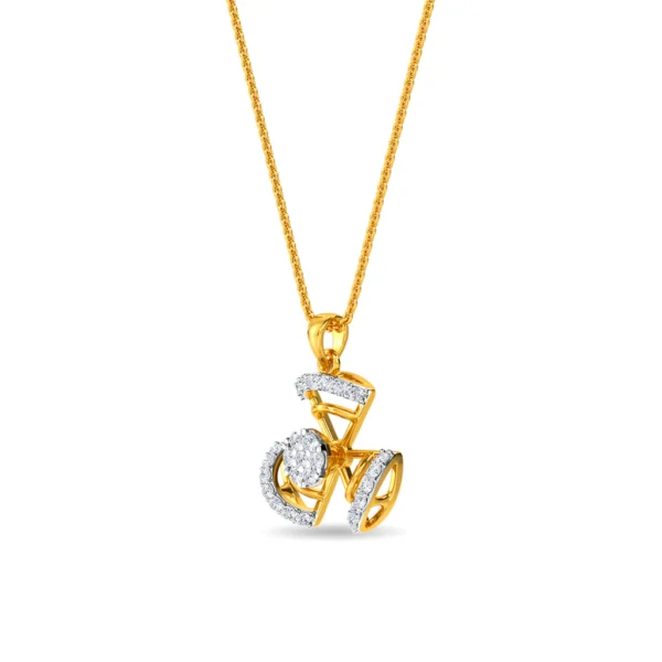 Golden Sparkle Lab Diamond Cluster Pendant in Yellow Gold - Image 4