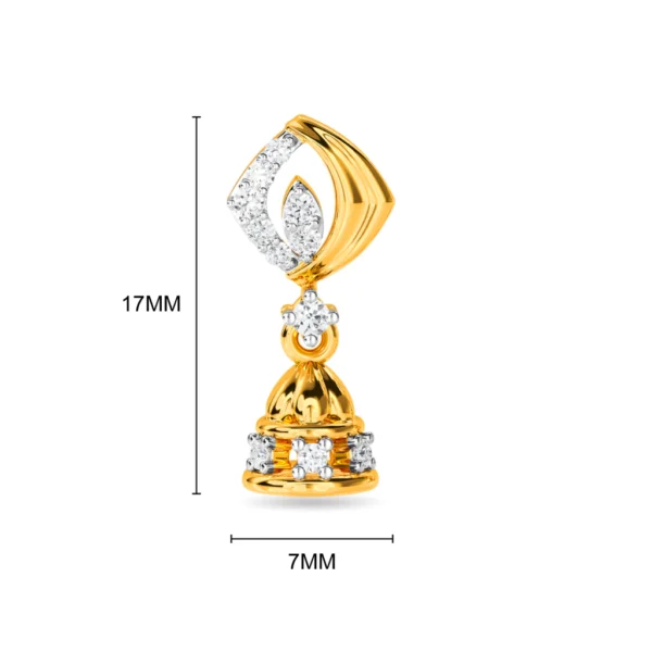 14KT Yellow Gold Dangle Lab Diamond Earrings - Image 3
