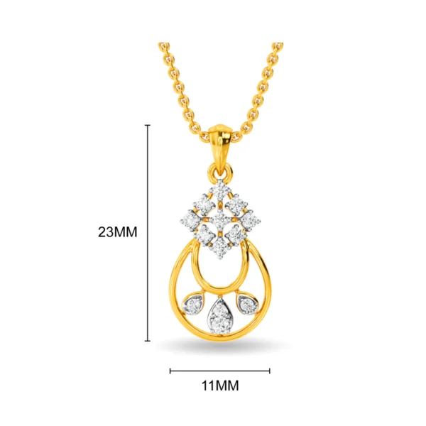 Gold Lab Diamond Delicate Flower Design Pendant - Image 2