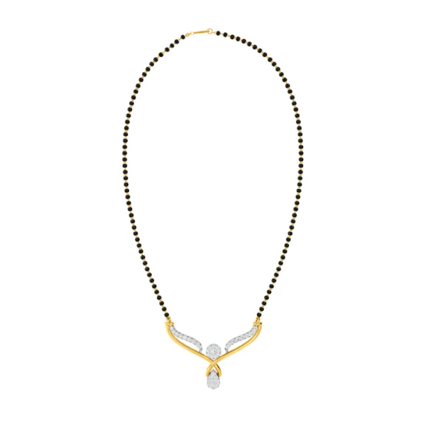 Elegant Fusion Drop Gold Diamond Mangalsutra - Image 2