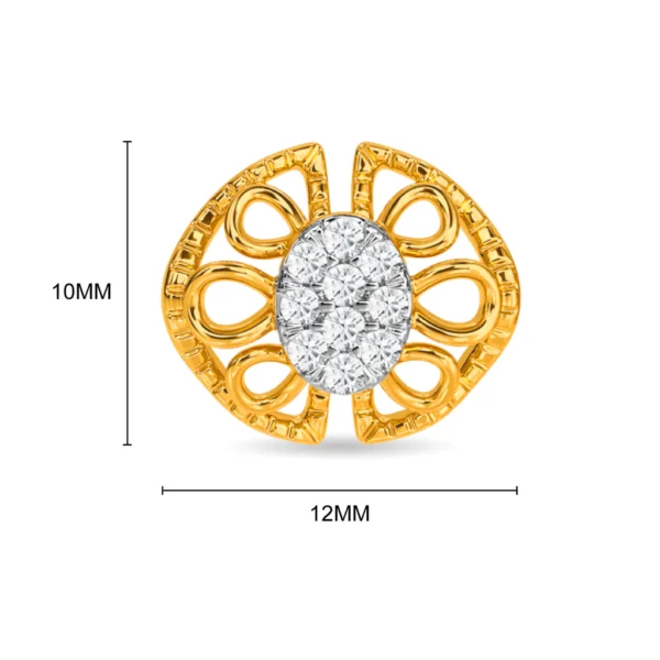 Gilded Blossoms Lab Diamond Studded Gold Floral Earrings - Image 3