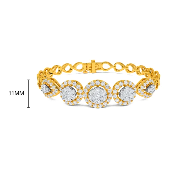 Sparkling Lab Grown Diamond Flower Bracelet in Lustrous Gold - Image 3