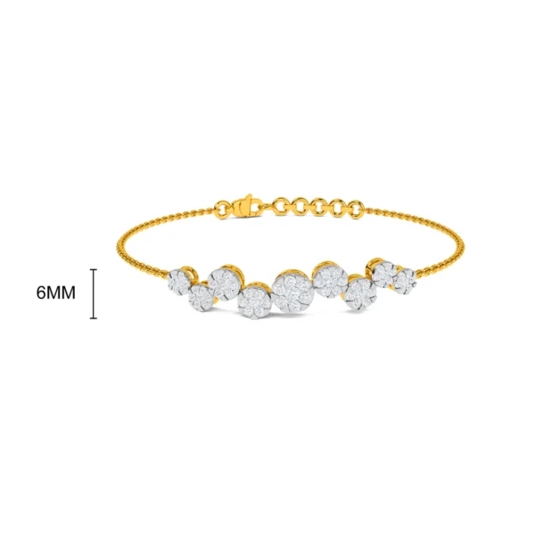 Floral Diamond Cascade 14KT Gold Bracelet - Image 2