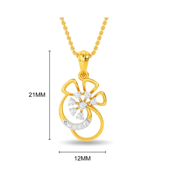 14KT Gold Lab Diamond Floral Design Pendant - Image 2