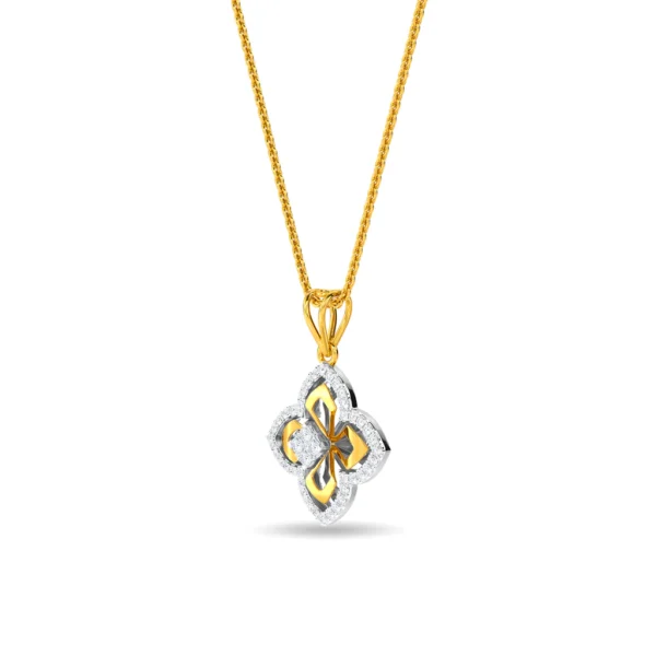 Gold Lab Diamonds Blossoming Beautiful Floral Design Pendant - Image 4