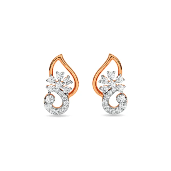 Floral Gold Lab Diamond Stud Earrings Nature's Elegance - Image 3