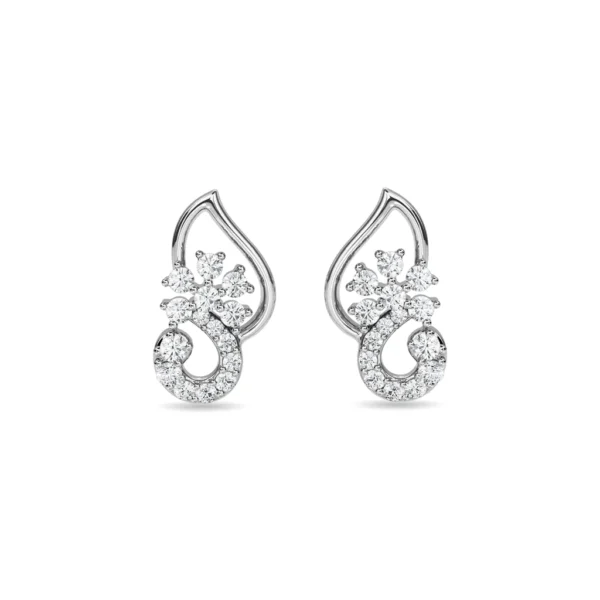 Floral Gold Lab Diamond Stud Earrings Nature's Elegance - Image 5