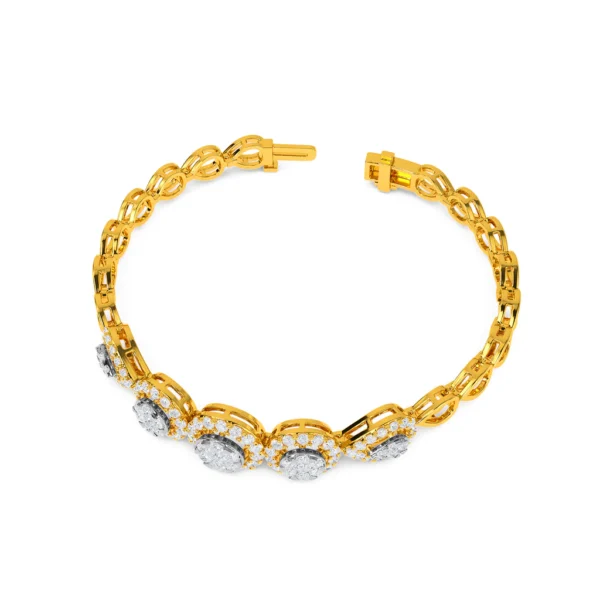 Sparkling Lab Grown Diamond Flower Bracelet in Lustrous Gold - Image 4