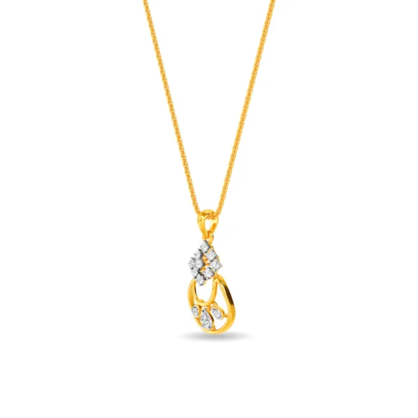 Gold Lab Diamond Delicate Flower Design Pendant - Image 4