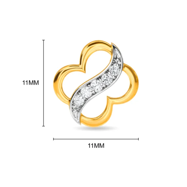 Gold Lab Diamonds Four Leaf Clover Shaped Stud Earrings - Image 3