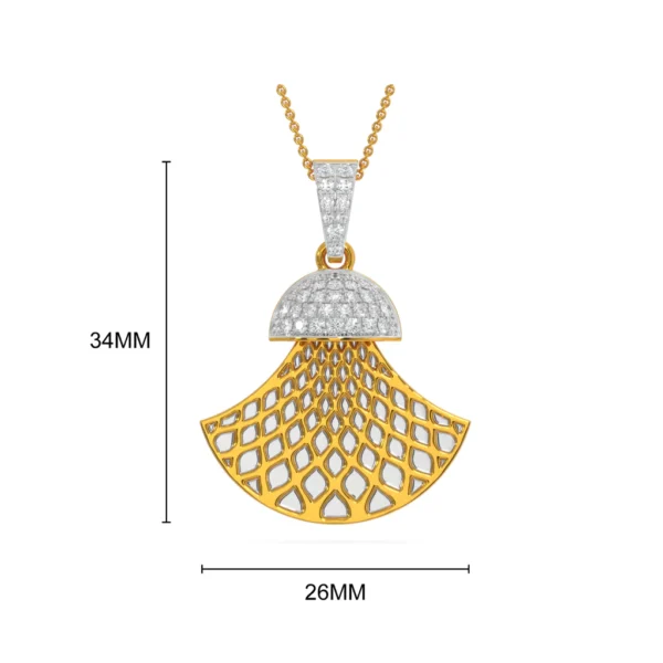 Gold Lab Diamond Fan Pendant Traditional Design - Image 2
