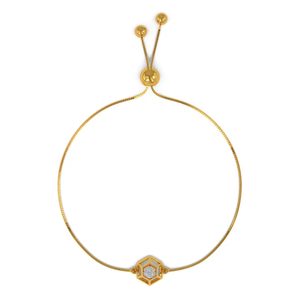 Floral Geometry Gold Lab Grown Diamond Bracelet - Image 4
